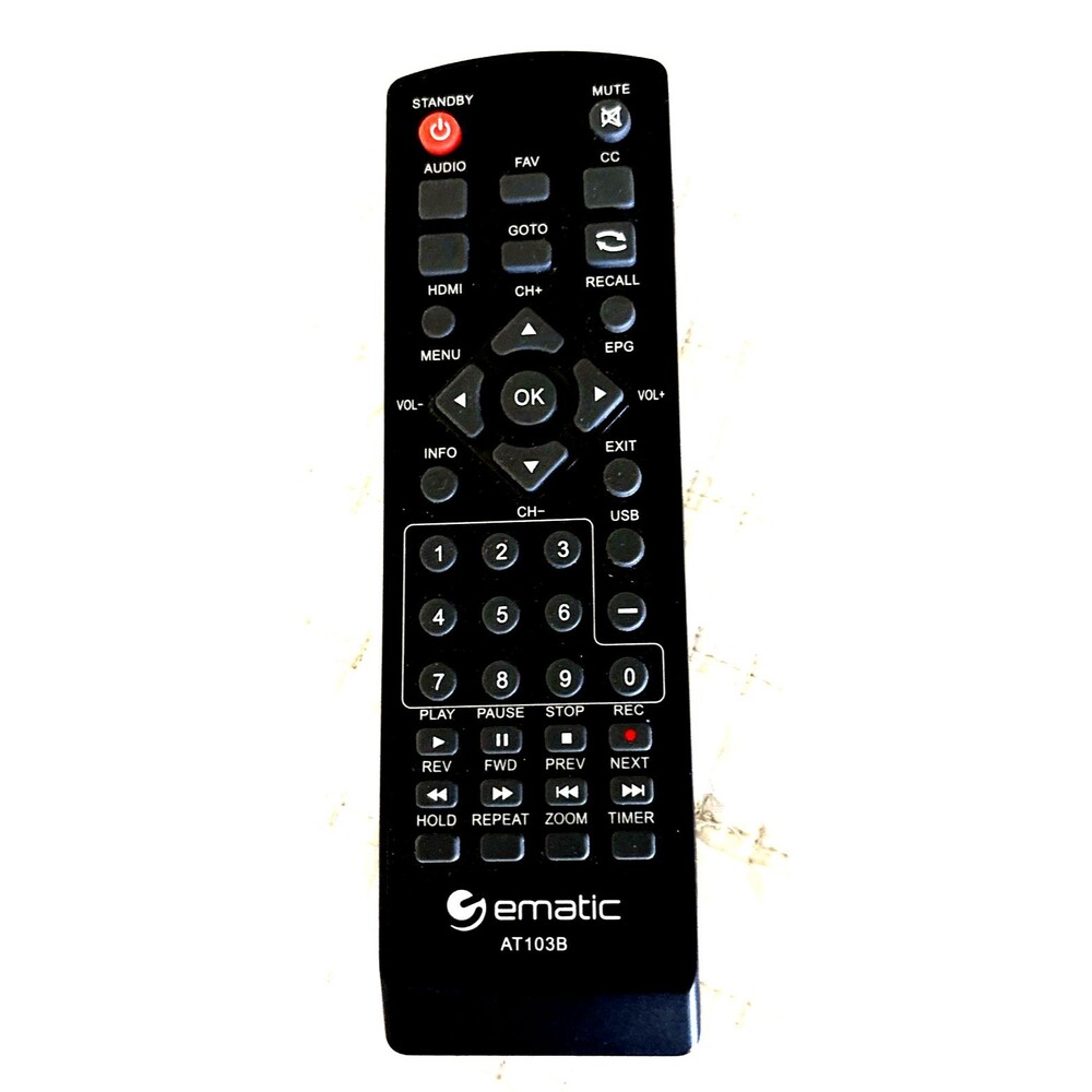 Ematic AT103B Digital TV  Converter Box Remote Control Authentic OEM